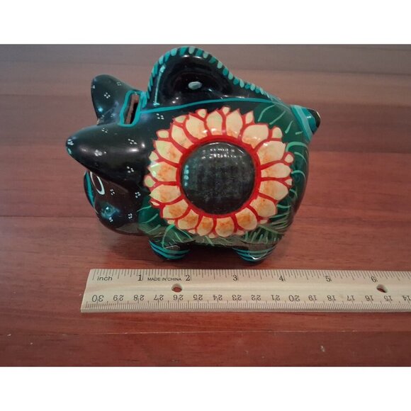 Mexican Talavera Pottery Vintage Hand Painted  Piggy Bank Vintage - Picture 4 of 7